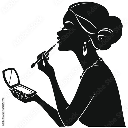 Woman applying makeup