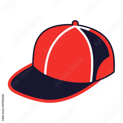 Minimalist Flat Brim Snapback Vector Illustration – Black Silhouette