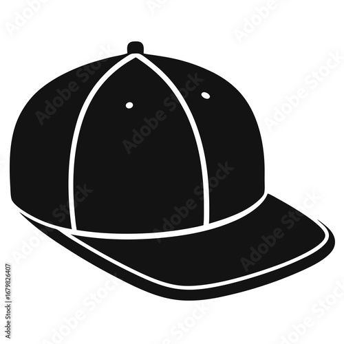 Minimalist Flat Brim Snapback Vector Illustration – Black Silhouette