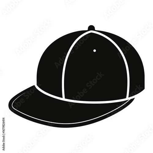 Minimalist Flat Brim Snapback Vector Illustration – Black Silhouette