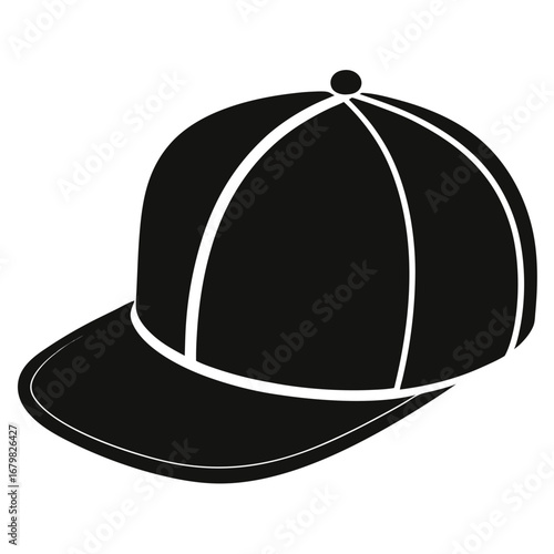 Minimalist Flat Brim Snapback Vector Illustration – Black Silhouette