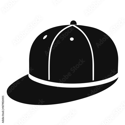 Minimalist Flat Brim Snapback Vector Illustration – Black Silhouette