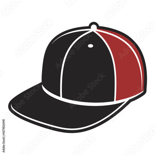 Minimalist Flat Brim Snapback Vector Illustration – Black Silhouette