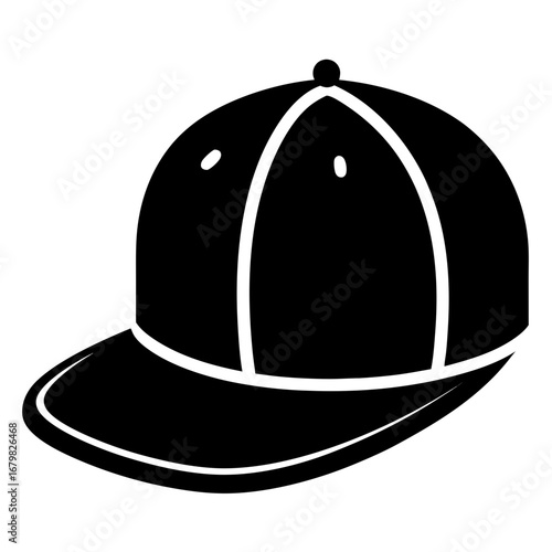 Minimalist Flat Brim Snapback Vector Illustration – Black Silhouette
