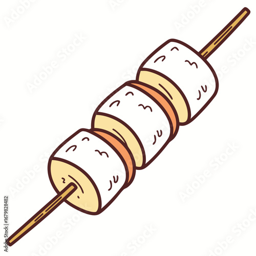 Marshmallow Skewer: A whimsical skewer of marshmallow and banana, evoking a sense of simple pleasures and sweet indulgence. A graphic rendering of the treat is the perfect visual for recipe.