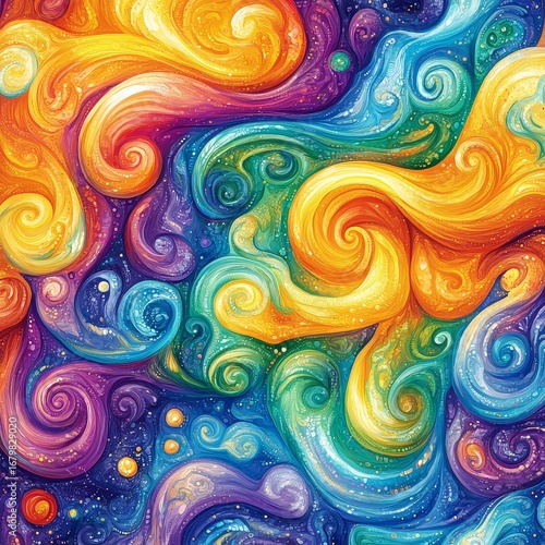 Vibrant abstract swirl pattern rainbow colors