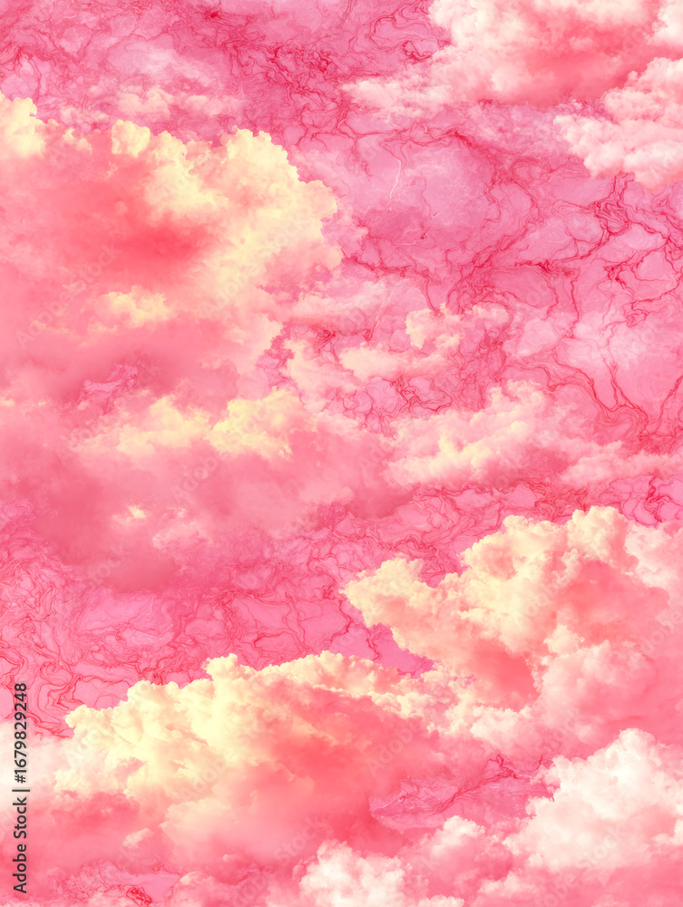 Fototapeta premium Abstract pink cloudscape with delicate marbling patterns