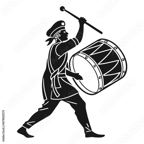 Person beating dhol drum