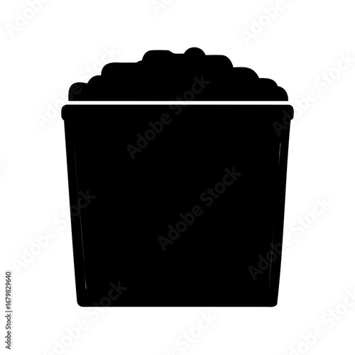 Black Silhouette of a Full Popcorn Bucket Ready for a Movie Night