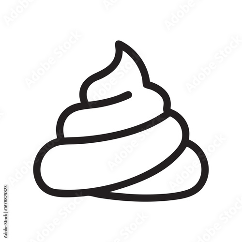 Simple Outline Icon of a Swirl of Whipped Cream or Frosting topping