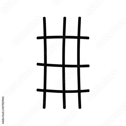 Simple black line drawing of a three by three grid on white