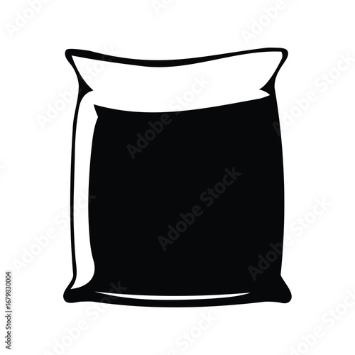 Stylized vector illustration of a black sack, bag, or pillow shape
