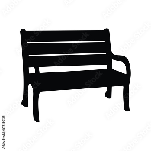 Silhouette of a park bench with a simple and elegant design aesthetic
