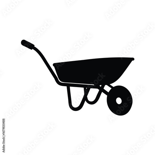 Silhouette of a sturdy wheelbarrow commonly used in gardening and construction