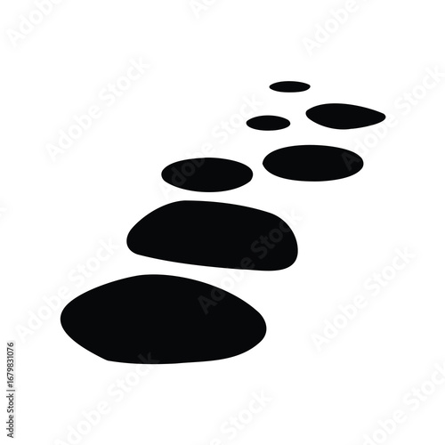 Pathway created by stepping stones to cross some unknown terrain ahead