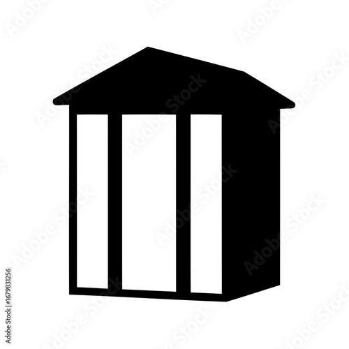 Simple black and white gazebo silhouette with a rectangular roof style