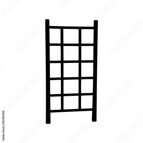Black Silhouette of a Square Grid Trellis or Climbing Plant Support Structure