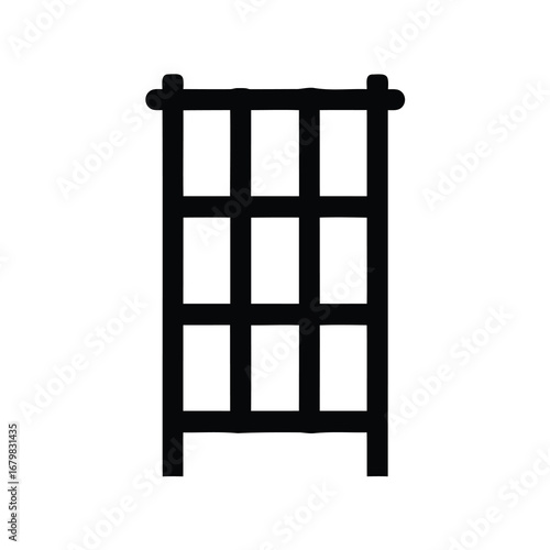 Abstract illustration of a wooden barred gate in black on a white background