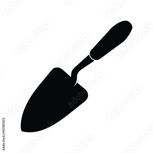 Monochrome Illustration of a Hand Trowel Used for Planting Flowers and Gardens
