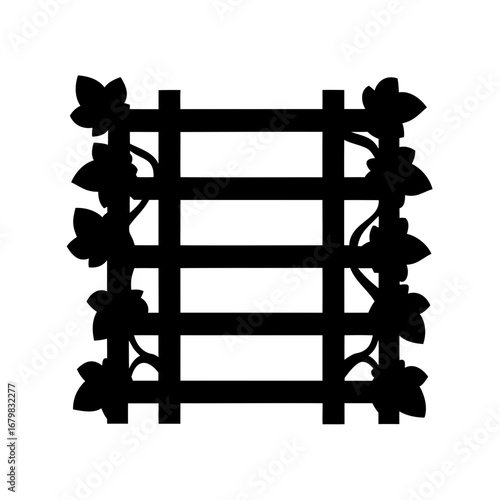 A Silhouette of a Wooden Garden Trellis Overgrown with Climbing Plants