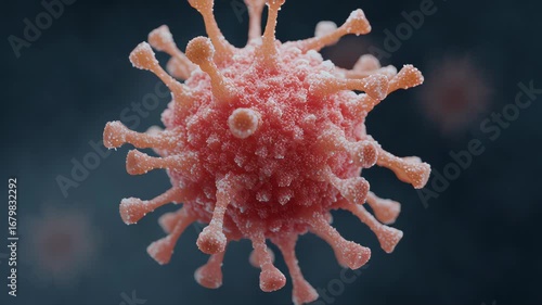 close-up view of a coronavirus