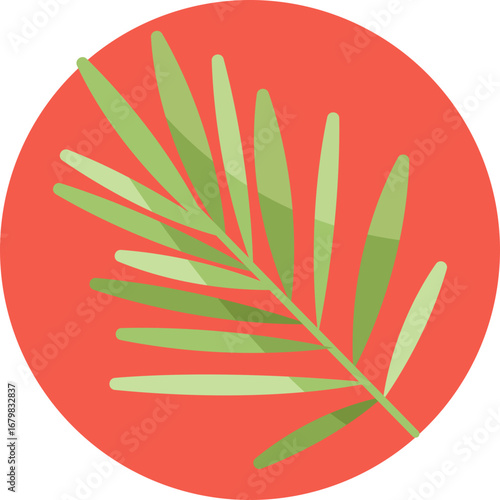 Icon of an areca palm leaf with long, slender fronds fanning outward.