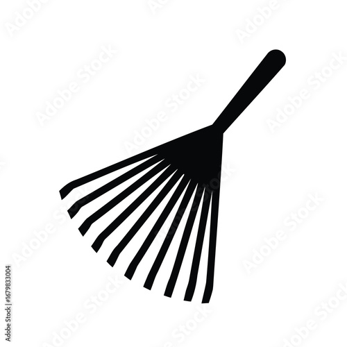Monochrome garden rake icon for fall cleanup and yard maintenance activities