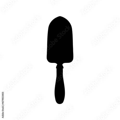 Silhouette of a small garden trowel, a perfect tool for planting seeds