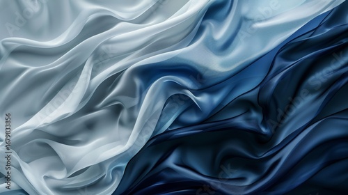 Elegant flowing silk fabric in shades of blue, perfect for fashion and design projects