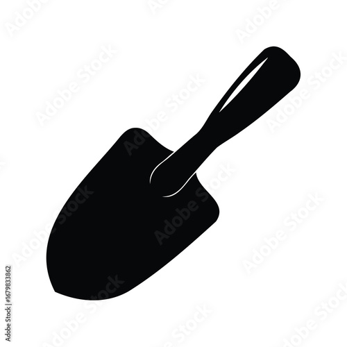 Silhouette illustration of a gardening trowel, used for planting and digging