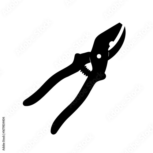 Black and white image depicting a pair of heavy duty cutting pliers