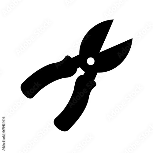 Simple black pruning shears icon illustration on a white background vector