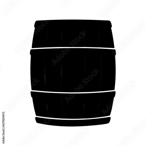 Monochromatic Silhouette of a Wooden Barrel Used for Liquor or Storage