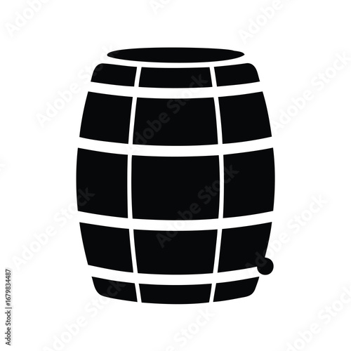 Monochrome barrel for containing liquids or solids is a simple silhouette