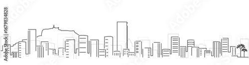 Alicante Simple Dark Lines Skyline on White Background
