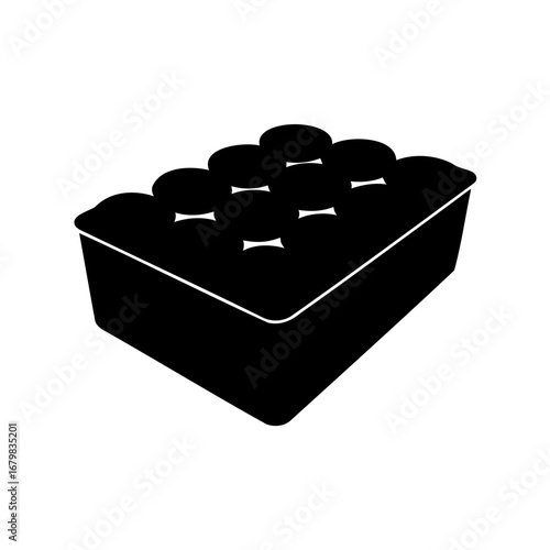 Black silhouette of a sponge cake or brownie cake in pan