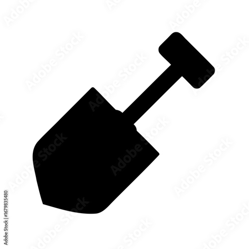 Simple black shovel illustration on white background for construction or gardening tasks