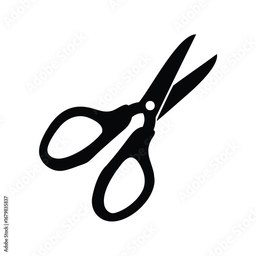 Black scissors with open blades silhouette on a white background image