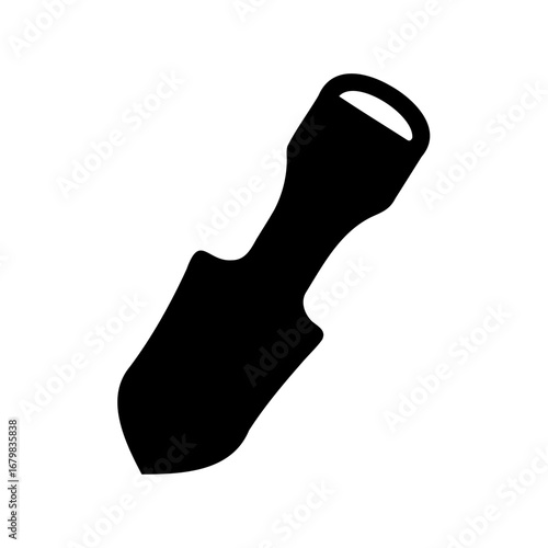 Silhouette of a small hand trowel, essential gardening tool for planting