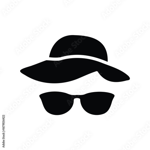 Silhouette of a person wearing a hat and sunglasses, minimalistic and stylish