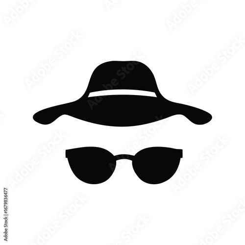 Black Hat and Sunglasses Silhouette Icon for Anonymous Figure Representation
