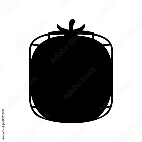 Bold and abstract tomato silhouette with surrounding structure design element