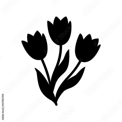 Wallpaper Mural A simple elegant bouquet of three black tulip silhouettes on white Torontodigital.ca