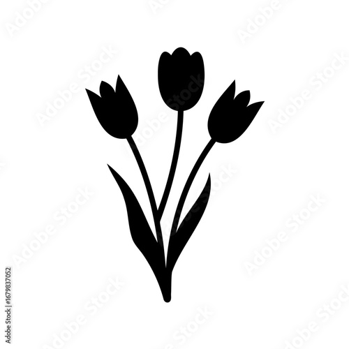 Wallpaper Mural Black and White Tulips Blooming in Silhouette Against a White Background Torontodigital.ca