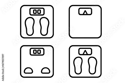 Floor scale line icon set. Weight measurement, diet, fitness. Healthy lifestyle outline icons. Body mass control vector symbols for web, apps, and graphic design.