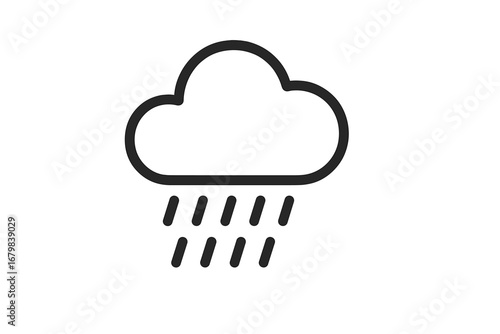 Minimalist Rain Cloud Icon Vector Illustration. Simple Line Art Weather Symbol for Web, App, Banner, Social Media, Card Design. Modern Monochrome Cloud with Rain for Forecast Graphic Resources.