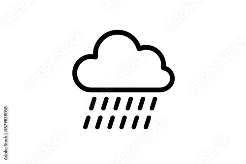Rain cloud icon vector illustration. Minimal weather pictogram. Simple rainfall symbol for web, app, banner, social media, greeting card, infographic, climate warning, forecast, meteorology concept.