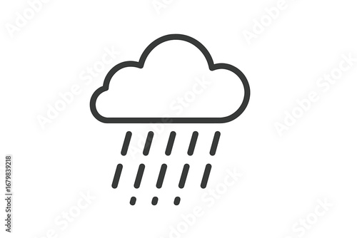 Rain cloud line icon, minimalistic weather symbol, vector illustration for web design, mobile apps, social media, banners, cards, alerts, forecast, climate change, transparent background
