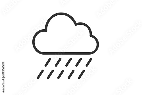 Rain cloud outline icon for graphic and web design. Weather forecast pictogram. Simple line art vector illustration. Rainy day, storm, drizzle, precipitation, downpour concept.