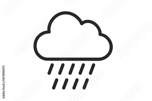Rain cloud outline icon. Weather forecast symbol. Simple vector line art illustration. Minimalist pictogram for graphic and web design, apps. Drizzle, shower, storm concept.
